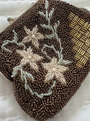 Винтажный клатч женщин цветочный вышитый бисером золотой отделки цепочка сумочки клатч - Изображение 1 из 4