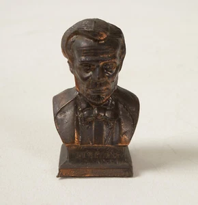 Small Bronzed Metal Abraham Lincoln Bust (B10A/JSF6) Figurine 2.25" Gettysberg - Picture 1 of 7