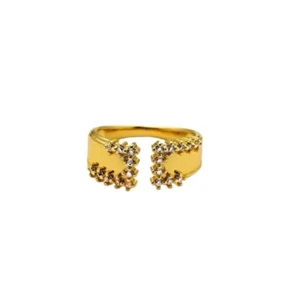 Gold Plated Copper Rhinestones Adjustable Ring - Picture 1 of 2