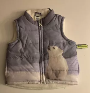 UNISEX OLD NAVY POLAR BEAR VEST FLEECE LINED 12-24 MO NWT - Afbeelding 1 van 3