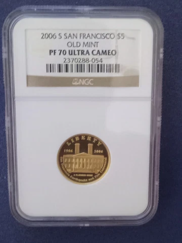 GOLD 2006-S  $5 San Francisco Old Mint NGC PF70 ULTRA CAMEO  1/4 Ounce Cover