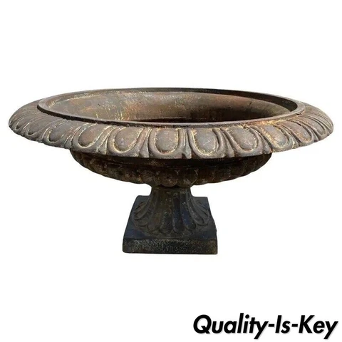 Cast Iron Low and Wide 38" Round French Classic Style Outdoor Garden Urn Planter Cover