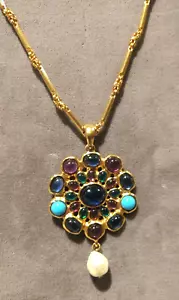 Oscar de la Renta Authentic Purple Blue pendant necklace USA - Picture 1 of 3
