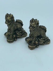 Feng Shui Chinese Imperial Guardian Chi Lin/Kylin Dragon Statue Pair 2” - Photo 1 sur 7