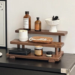 Walnut Wood Organizer Multi-Tier Storage Rack for Perfume, Skincare, Collectible - Picture 1 of 4