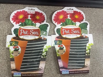 Dos (2) cubiertas para jardinera de tela elástica Pot Sox de 8" ~ - NUEVAS Foto 1 de 2