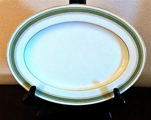 Noritake Fine China Tisdale Oval 11" Serving Platter Green Band Gold Trim - Picture 1 of 3