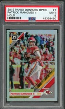 Patrick Mahomes 2019 Panini Donruss Optic Holo Prizm Football Card #1 PSA 9 MINT