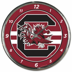 NCAA College South Carolina Gamecocks 12" Round Chrome Wall Clock Fan Cave Decor - Picture 1 of 1