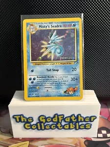 Pokémon TCG Misty's Seadra 9/132 Holo Prerelease Stamp WOTC Gym Heroes Vintage - Picture 1 of 2