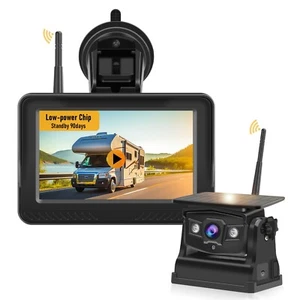 Solar Magnetic Wireless Backup Camera, 1080P 5 Inch Monitor Hitch Rear View - Picture 1 of 7