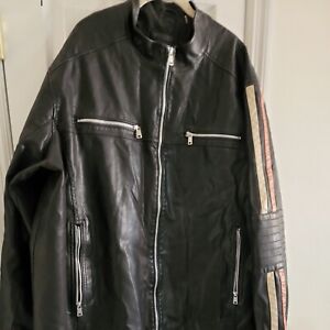 Black Rivet Men's Black Zip Front Soft Faux Leather Motorcycle Jacket 3xlt euc