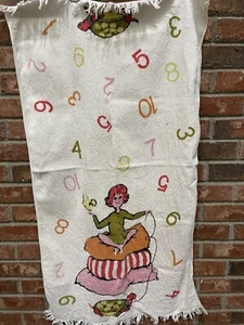 Vintage 1970s Field crest Bath Towel Frayed “Teach Me Read Me” - Picture 1 of 2