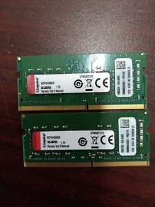 16GB (2x8GB) Kingston DDR4 2400 PC4-19200 SODIMM 1RX8 KCP424SS8/8 RAM - Photo 1/3