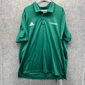 Miami Hurricanes Polo Shirt Mens XL Green NCAA Short Sleeve Adidas Team Issued - Picture 1 of 13