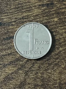1997 Belgium 1 FrancNickel Plated Steel Actual Coin TK5878* - Picture 1 of 3