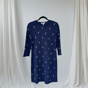 Boden Womens Sleepwear Pajama Dress Size 6 Flamingo Blue Knit Pullover Cotton - Picture 1 of 13