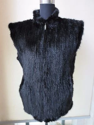 Real Best Mink Fur Vest Waistcoat with Zipper pocket Coat jacket black brown - Image 1 of 4