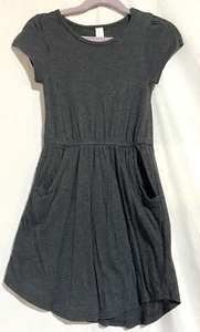 LulaRoe Mädchen "Mae" anthrazitgrau mit Taschen Kurzarm Kleid - Größe 6 - Bild 1 von 3