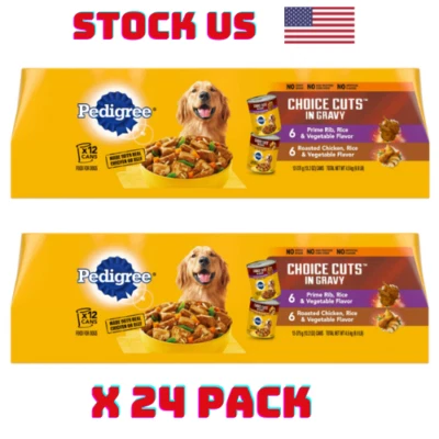 2 SET Pedigree Choice Cuts In Gravy Prime Rib Adult Canned Wet Dog Food 13.2oz - Image 1 of 4