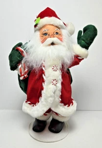 ANNALEE Peppermint SANTA CLAUS w/ Green Sack 16" Christmas DOLL 2007 Poseable - Picture 1 of 8