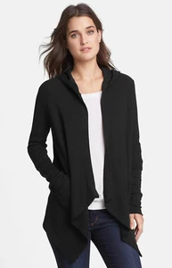 Herrliche schwarze Waffelstrick Thermo Strickjacke mit Kapuze L11007 Größe Medium - Bild 1 von 3