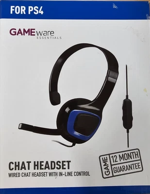 Chat Headset for Playstation 4 PS4 PC Phones 3.5mm GAMEware Light Wired Black - Image 1 of 4