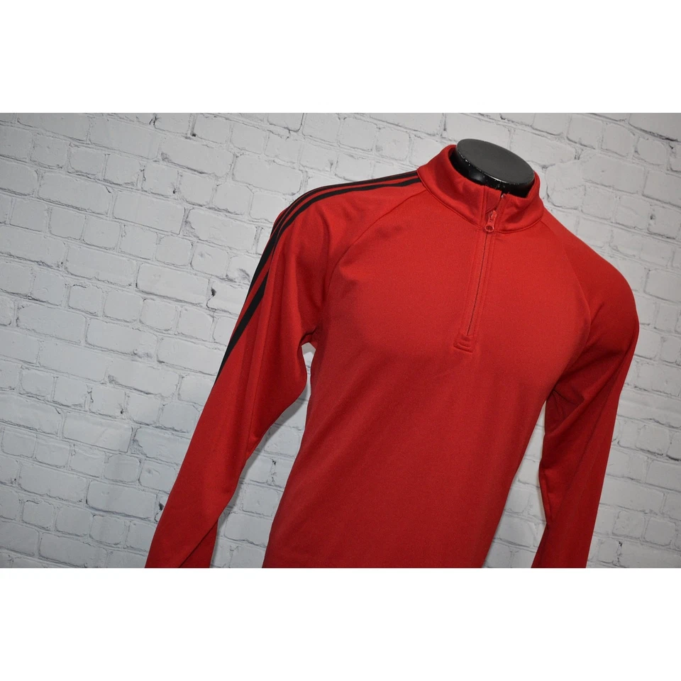 Camiseta pulôver Adidas golfe 1/4 zíper masculina tamanho médio desempenho poliéster vermelho - Imagem 1 de 4