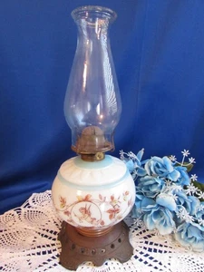ANTIQUE OIL KEROSENE VICTORIAN PARLOR LAMP HANDPAINTED WORKING WICK  16.5" EAGLE - Bild 1 von 11
