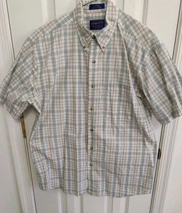Camisa Pendleton Para Hombre Amarilla/Verde A Cuadros Manga Corta Abotonada Algodón Talla Med - Imagen 1 de 5