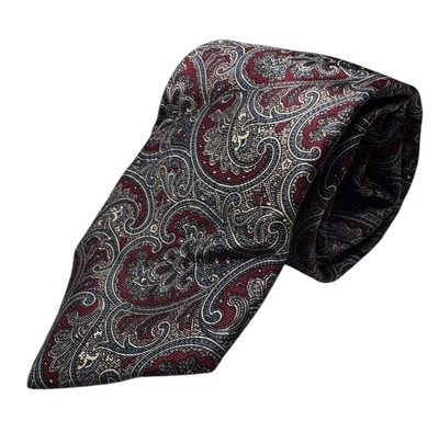 Christian Dior Neck Tie Silk Red Paisley Fabric Woven In Italy Made in USA - Image 1 of 3