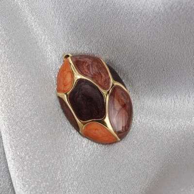 5pcs gold stainless steel enamel oval pendants - Image 1 of 4