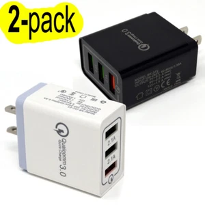 (Pack of 2) 3 Port Quick Fast Charge 3.0 USB Hub Wall Charger Power Adapter Plug - Picture 1 of 33