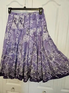 Falda Coldwater Creek Mujer Mediana Forrada Púrpura Panel Floral Falda - Imagen 1 de 7