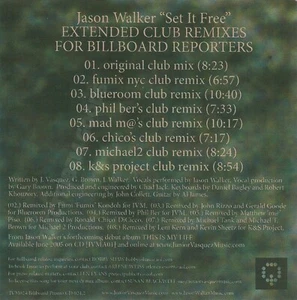 JASON WALKER SET IT FREE CDR PROMO US JUNIOR VASQUEZ MUSIC JVM024 - Picture 1 of 2