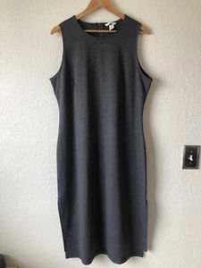 H&M Charcoal Gray Sleeveless Dress Size XL Zipper Back Side Slits - Picture 1 of 7