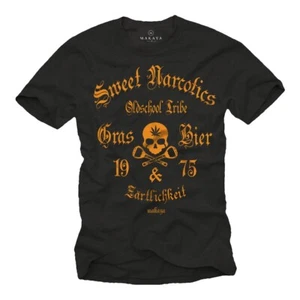 CRAZY WEED MENS SKULL T SHIRT WITH SWEET NARCOTICS PRINT - SHORT SLEEVE DRUG TEE - Picture 1 of 1