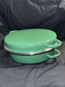 Rare Emerald Green Vintage Chantal Enamel on Steel Roaster Pan Dutch Lid - Picture 1 of 10