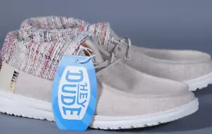 HEY DUDE WENDY FOLD YOUTH BAJA CREAM MULTI  Lightweight SlipOn GIRLS Shoe Sz YT1 - Picture 1 of 3