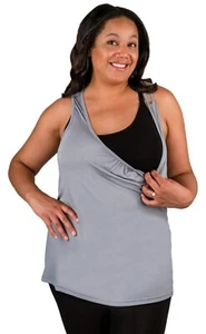 Bamboobies Seamless Nursing Tank Top Women's L Pullover Spaghetti Strap Gray - Picture 1 of 2