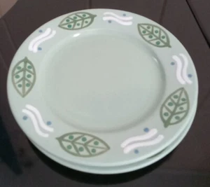 Studio Nova Set of 2 Salad Plates 7.75" Green Foliage Leaf Rustic - Bild 1 von 7