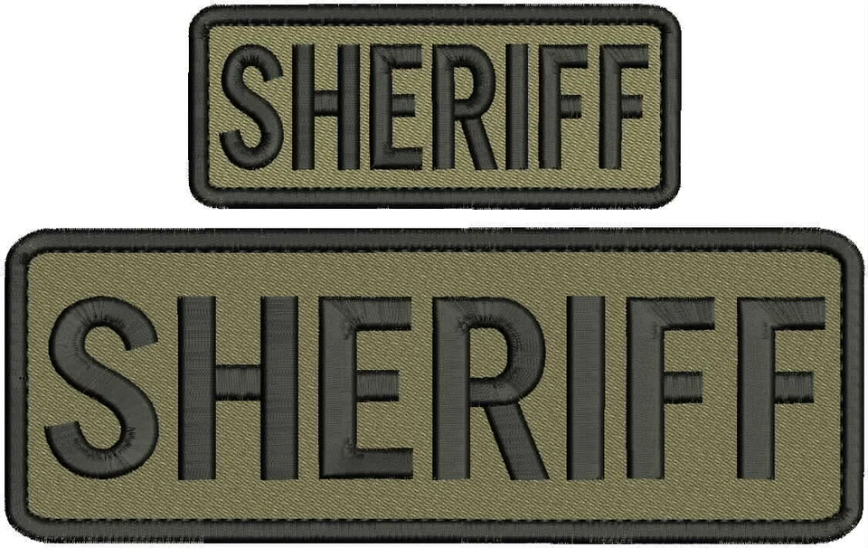 SHERIFF EMBROIDERY PATCH 3x9 and 2x5 inches Hook on back - Image 1 of 1