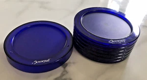 Screwpull Blue Coasters - Hard Plastic - Set of 7 - Glasses and Wine Bottle - Picture 1 of 7