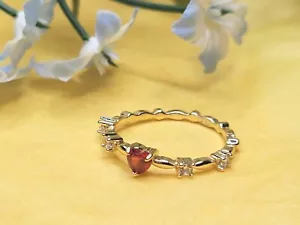 18 Karat gelbvergoldeter Ring kubischer Zirkonia Versprechen Geschenk Verlobung Gr. 8 - Bild 1 von 6