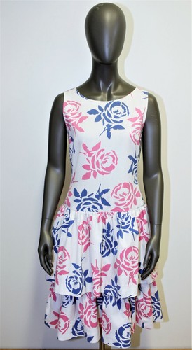 Abito piqué vintage anni '80 floreale cotone CELINE PARIS 40FR 8US made in France