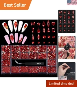 Speciale San Valentino - 3100 Strass Unghie Rossi Misti in Kit Facile da Organizzare - Foto 1 di 8