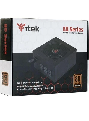 ITEK Alimentatore BD600 - 600W, 80Plus EU Bronze, PFC Attivo, Ventola HDB 12cm, - Immagine 1 di 4