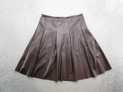 Веганская кожаная юбка Nanette Lepore плиссированная размер M высокая талия колено коричневая - Изображение 1 из 4
