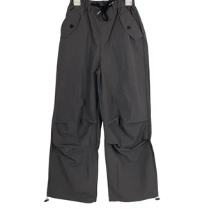 Rolanko Girls Parachute Pants US Size 10 Y2K Pockets Charcoal Gray Nylon Casual - Picture 1 of 13