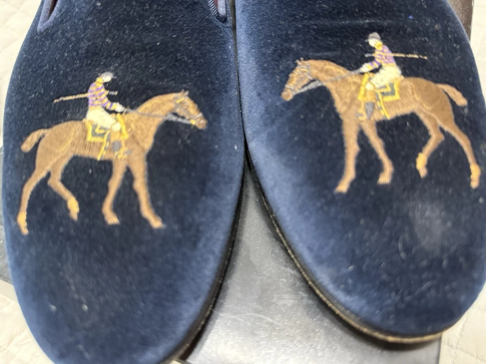 Ralph Lauren фиолетовый ярлык Alonzo мужчин стоя лошадь бархат тапочки 11 Италия - Изображение 1 из 4